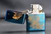Zippo Xanh Sapphire Khắc Hình Chúa Sơn Lâm Mạ Vàng ZK42