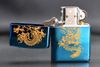 Zippo Xanh Sapphire Khắc Hình Rồng Bay Mạ Vàng ZK49