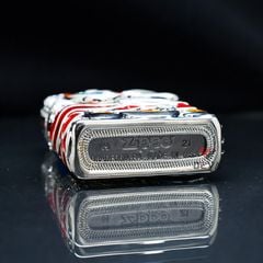 Set Zippo Bọc Lưới Mạ Bạc Múa Sư Tử Như Ý Cát Tường ZN209