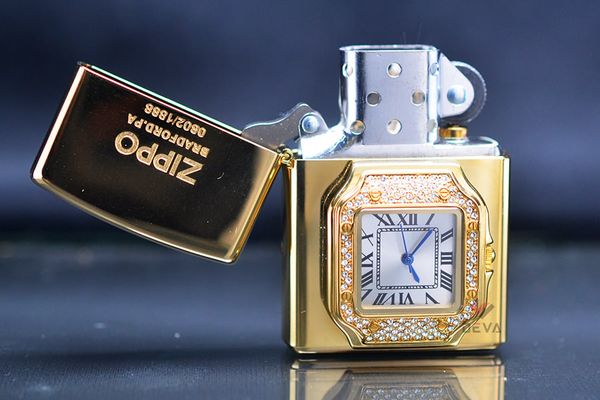 Zippo xuất Nhật gắn mặt đồng hồ cao cấp ZN295