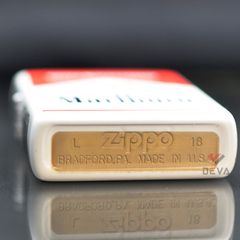 Zippo xuất Nhật Sơn Trắng In Chủ Đề Marlboro ZN355