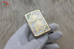 Zippo Armor  Kì Lân ốp khảm trai 2 mặt ZN222