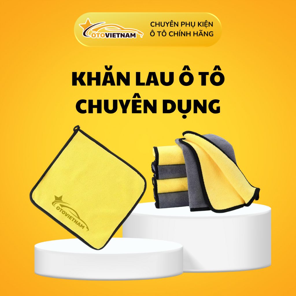 Khăn Lau Xe Microfiber 3M Cao Cấp – 2 Mặt Vàng Xám, Siêu Thấm, Không Xù Lông, Chuyên Dụng Ô Tô