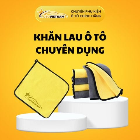 Khăn Lau Xe Microfiber 3M Cao Cấp – 2 Mặt Vàng Xám, Siêu Thấm, Không Xù Lông, Chuyên Dụng Ô Tô