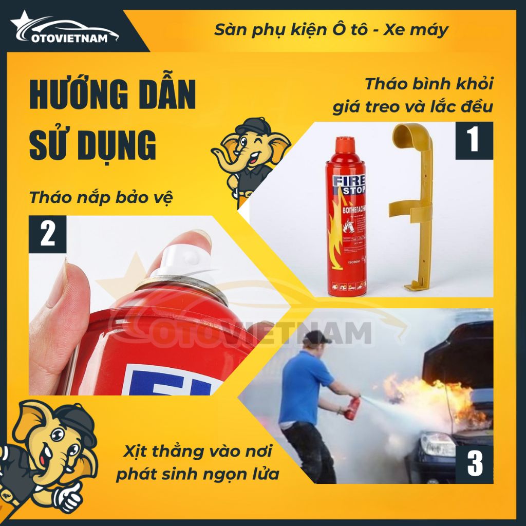 Bình Cứu Hoả Mini 1000ML, Dập Lửa Khẩn Cấp Trong Ô Tô, Văn Phòng - Bình Xịt An Toàn Đa Năng