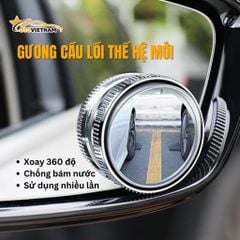 Cặp 2 Gương Cầu Lồi Gắn Kính Hậu Ô Tô Xoay 360° – Xoá Điểm Mù, Đế Hút Chân Không