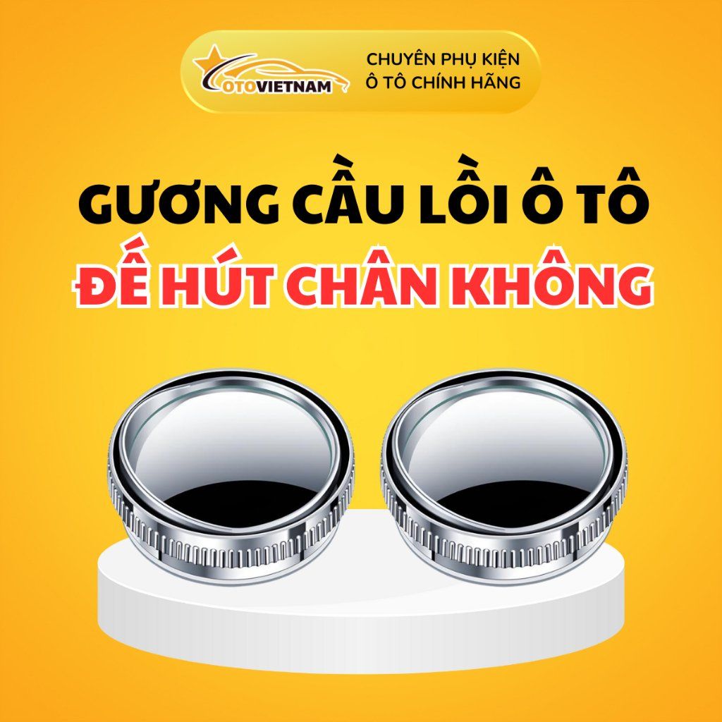 Cặp 2 Gương Cầu Lồi Gắn Kính Hậu Ô Tô Xoay 360° – Xoá Điểm Mù, Đế Hút Chân Không