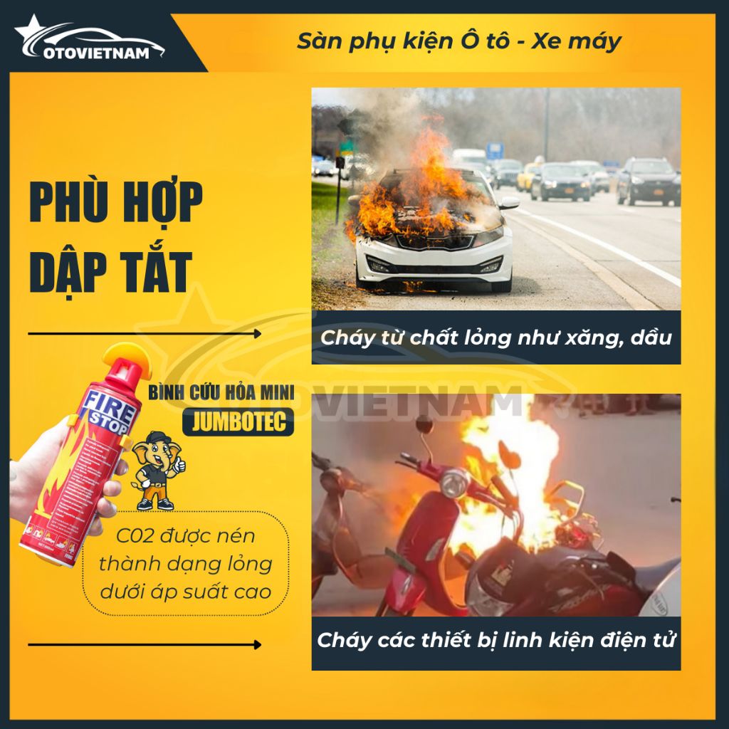 Bình Cứu Hoả Mini 1000ML, Dập Lửa Khẩn Cấp Trong Ô Tô, Văn Phòng - Bình Xịt An Toàn Đa Năng