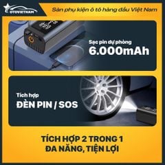 Bơm Lốp Xe Máy, Ô Tô Jumbotec B03 – Pin 6000mAh & Điện 12V, Tự Ngắt, Đa Năng 4in1