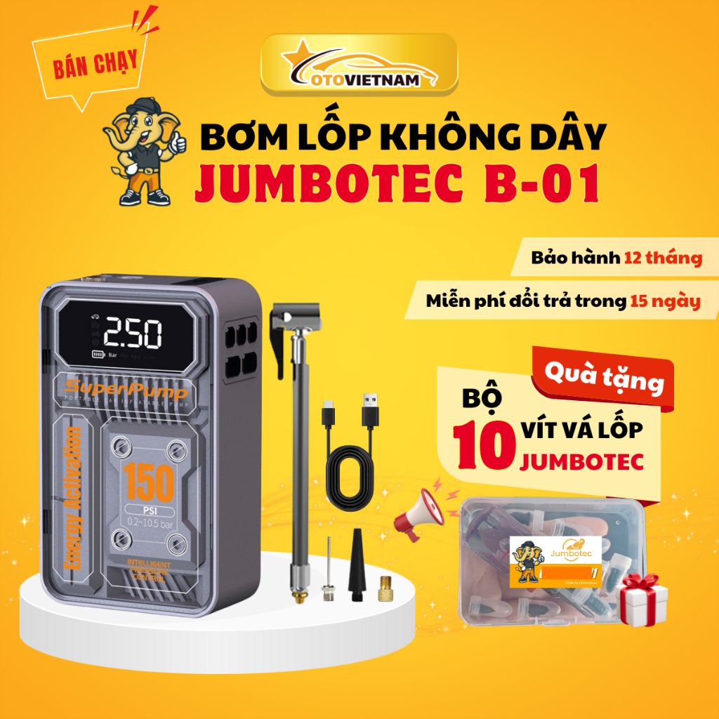 Bơm Lốp Tự Ngắt Jumbotec B01 – Giải Pháp Cứu Hộ Xe Mọi Hành Trình