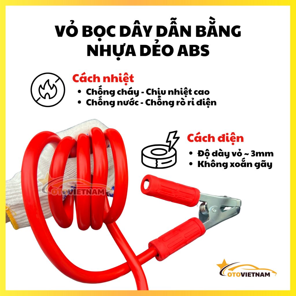 Dây Câu Bình Ắc Quy Lõi Đồng Siêu To Chịu Tải 5000A Dài 4 Mét – Truyền Dẫn Điện Tốt, Có Túi Đựng