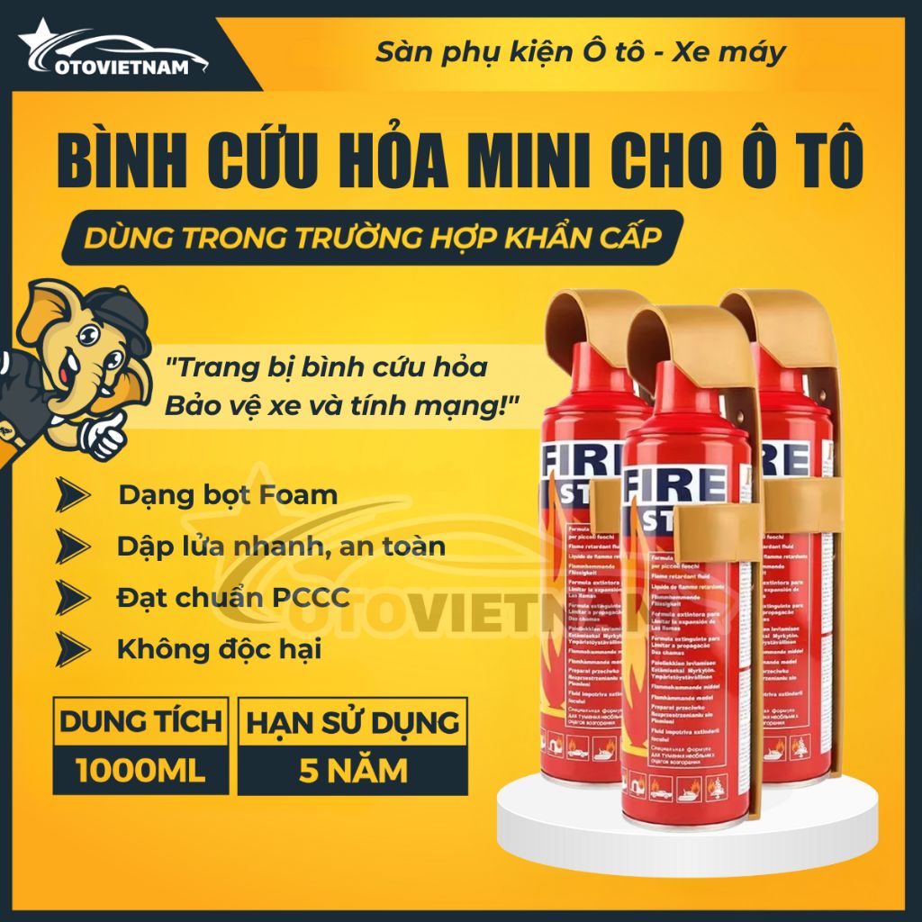 Bình Cứu Hoả Mini 1000ML, Dập Lửa Khẩn Cấp Trong Ô Tô, Văn Phòng - Bình Xịt An Toàn Đa Năng