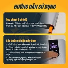 Bơm Lốp Điện Tử 2 Xilanh JUMBOTEC B06, Điện Kép (Pin 12.000mAh | Tẩu 12V) - Đèn Pin & Sạc DP - BH 1 năm