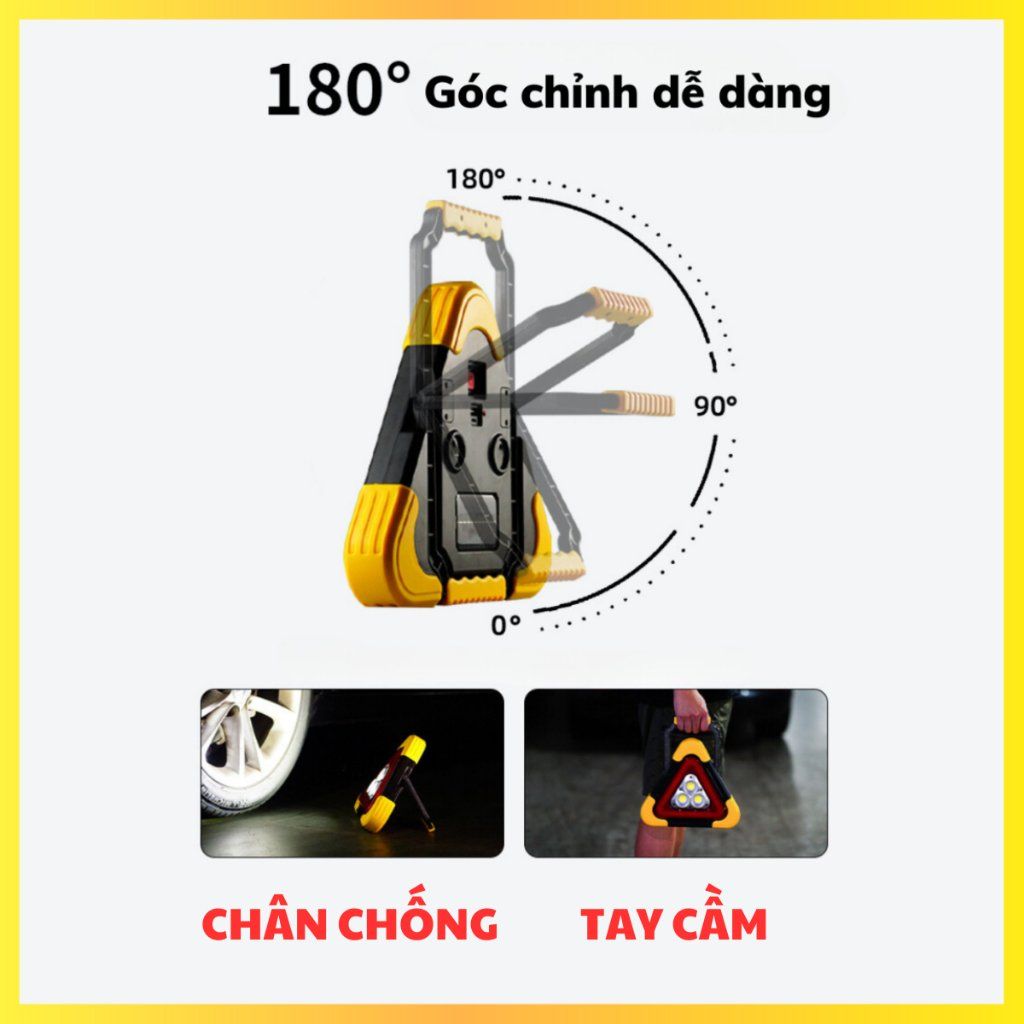 Đèn LED Cảnh Báo Nguy Hiểm Đa Năng Hình Tam Giác – Tích Hợp Pin Sạc Dự Phòng, Cảnh Báo & Chiếu Sáng Khẩn Cấp
