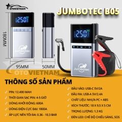 Kích Bình & Bơm Lốp Ô Tô, Xe Máy Jumbotec B05 Đa Năng 4in1 – Pin Khủng 12.400mAh | Bảo Hành 1 Năm