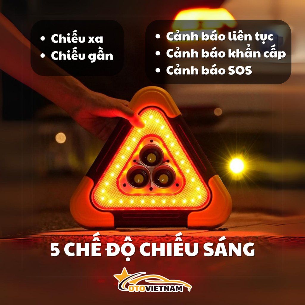Đèn LED Cảnh Báo Nguy Hiểm Đa Năng Hình Tam Giác – Tích Hợp Pin Sạc Dự Phòng, Cảnh Báo & Chiếu Sáng Khẩn Cấp