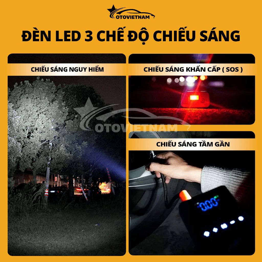 Kích Bình & Bơm Lốp Ô Tô, Xe Máy Jumbotec B05 Đa Năng 4in1 – Pin Khủng 12.400mAh | Bảo Hành 1 Năm