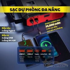 Bơm Lốp & Kích Bình Ô Tô 4in1 Jumbotec BM600, PIN 24.000mAh, Đèn Pin & Sạc Dự Phòng, Bảo Hành 24 Tháng