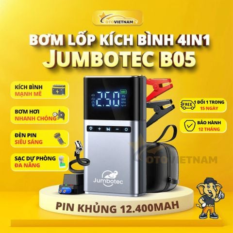 Kích Bình & Bơm Lốp Ô Tô, Xe Máy Jumbotec B05 Đa Năng 4in1 – Pin Khủng 12.400mAh | Bảo Hành 1 Năm
