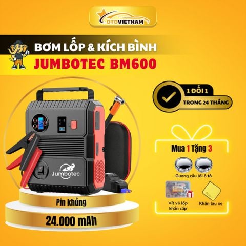 Bơm Lốp & Kích Bình Ô Tô 4in1 Jumbotec BM600, PIN 24.000mAh, Đèn Pin & Sạc Dự Phòng, Bảo Hành 24 Tháng