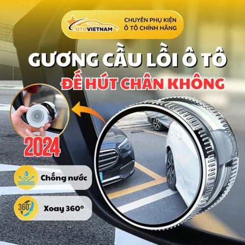 Cặp 2 Gương Cầu Lồi Gắn Kính Hậu Ô Tô Xoay 360° – Xoá Điểm Mù, Đế Hút Chân Không