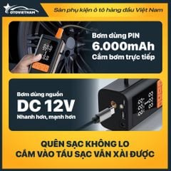 Bơm Lốp Xe Máy, Ô Tô Jumbotec B03 – Pin 6000mAh & Điện 12V, Tự Ngắt, Đa Năng 4in1