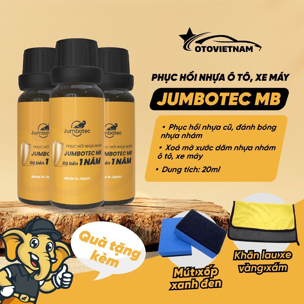[Hàng Nhật] Phục Hồi Nhựa Ô Tô, Xe Máy Jumbotec MB – Dưỡng Nhựa Đen Bạc Màu, Nhám