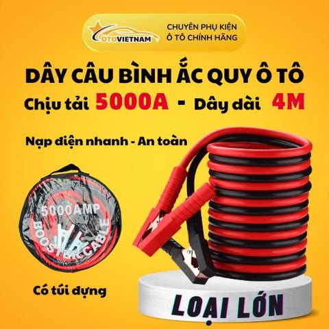 Dây Câu Bình Ắc Quy Lõi Đồng Siêu To Chịu Tải 5000A Dài 4 Mét – Truyền Dẫn Điện Tốt, Có Túi Đựng