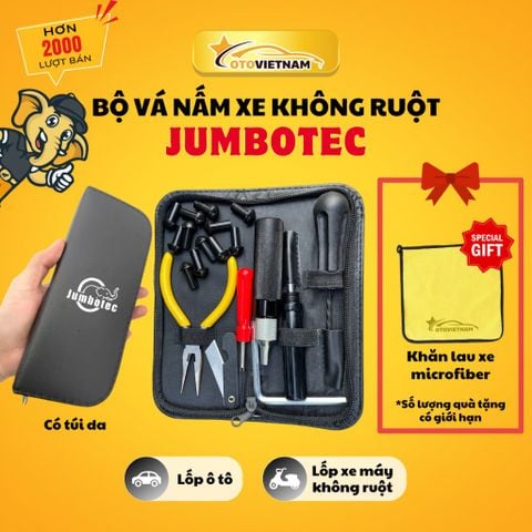 Bộ Nấm Vá Lốp Không Ruột JUMBOTEC - 10 Món Kèm Túi Da, Dùng Cho Ô Tô, Xe Máy, Không Cần Vá Trong