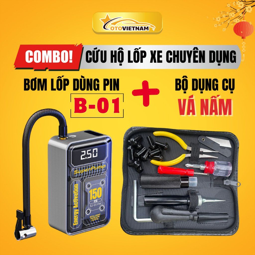Bộ Cứu Hộ Lốp Xe Jumbotec B01 + Nấm vá lốp – Giải Pháp Cứu Hộ Xe Mọi Hành Trình