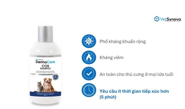 Dầu tắm hỗ trợ viêm, nấm da - DermaCore COS SHAMPOO (Chai 250ml)