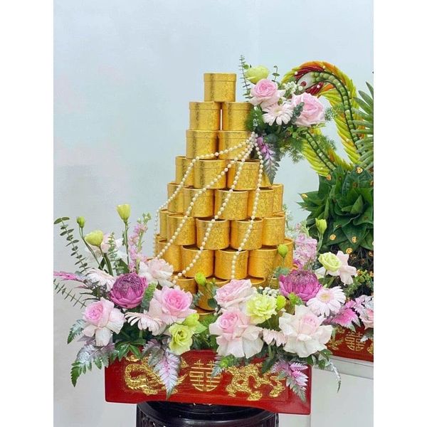 Vỏ hộp gấm - Hộp đựng trà dùng trong lễ cưới hỏi