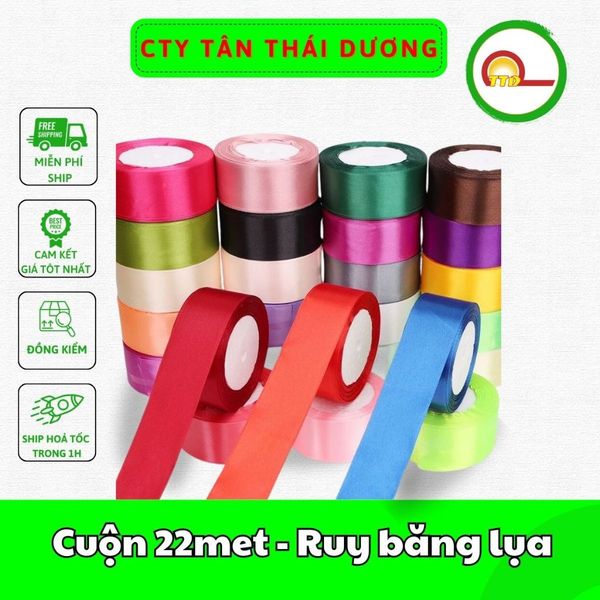 Cuộn 22met - Ruy băng lụa bản 4cm nhiều màu