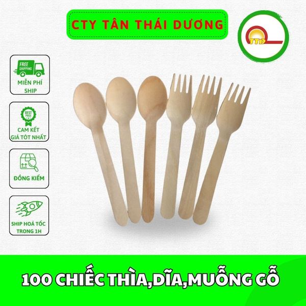 100 CHIẾC THÌA,DĨA,MUỖNG GỖ DÙNG MỘT LẦN