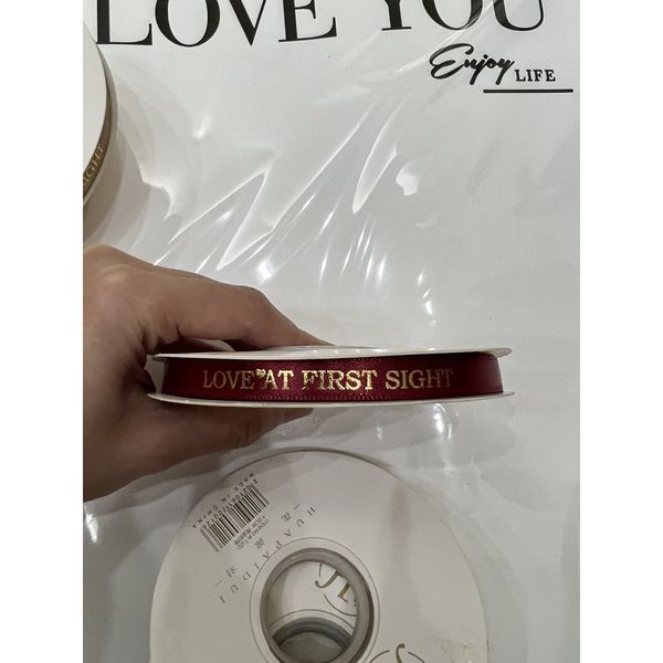 (1Cm 45Met ) Ruy băng lụa , in nổi chữ LOVE - Loại Đẹp