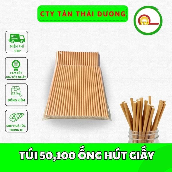 TÚI 50,100 ỐNG HÚT GIẤY CÁC CỠ DÙNG MỘT LẦN
