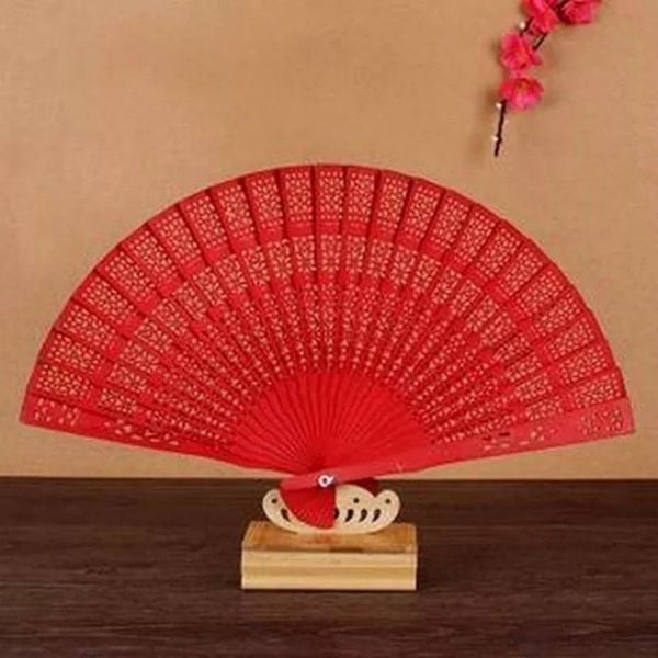 Quạt gỗ cầm tay phong cách cổ trang Trung Hoa , quạt gỗ mộc hương decor