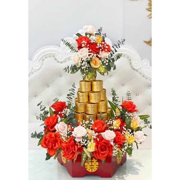 Vỏ hộp gấm - Hộp đựng trà dùng trong lễ cưới hỏi
