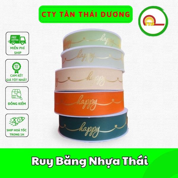 Ruy Băng Nhựa Thái In Chữ Bản 3cm Dài 45m