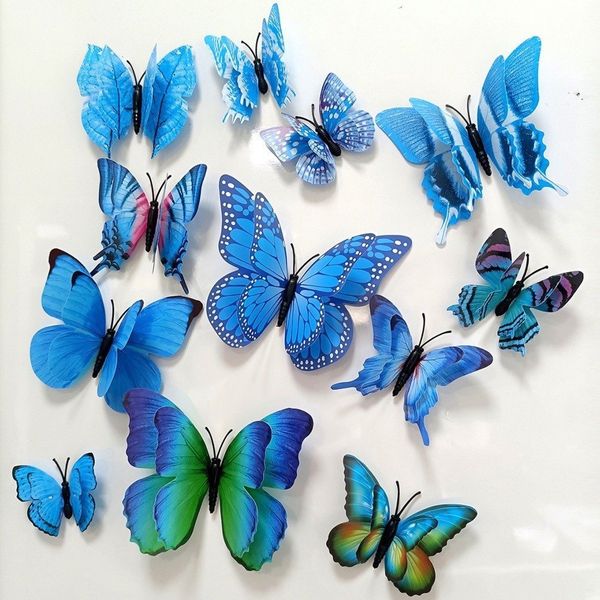 Set 12 con bươm bướm 3D dán tường, decor chụp ảnh, trang trí nhà cửa, trang trí bó hoa siêu đẹp
