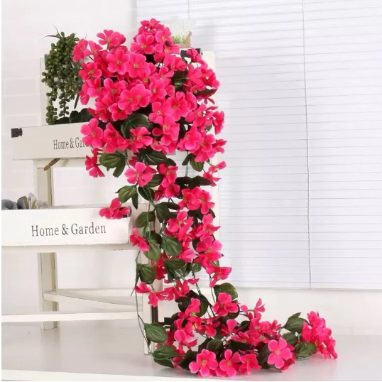 Hoa Giả - Chùm hoa đỗ quyên giả cao cấp dáng rủ treo tường - Decor Trang trí nhà cửa