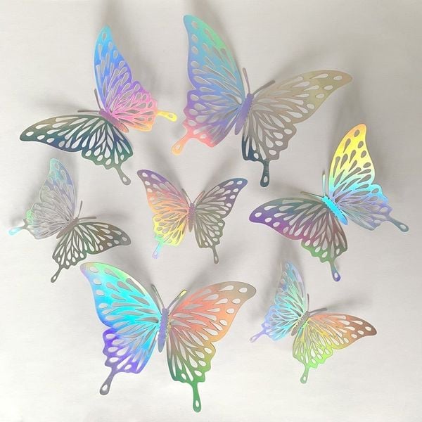 Set 12 con bươm bướm 3D dán tường, decor chụp ảnh, trang trí nhà cửa, trang trí bó hoa siêu đẹp