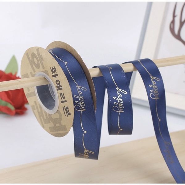 Ruy Băng Lụa In Chữ Happy Bản 2,5cm- Cuộn To Loại đẹp