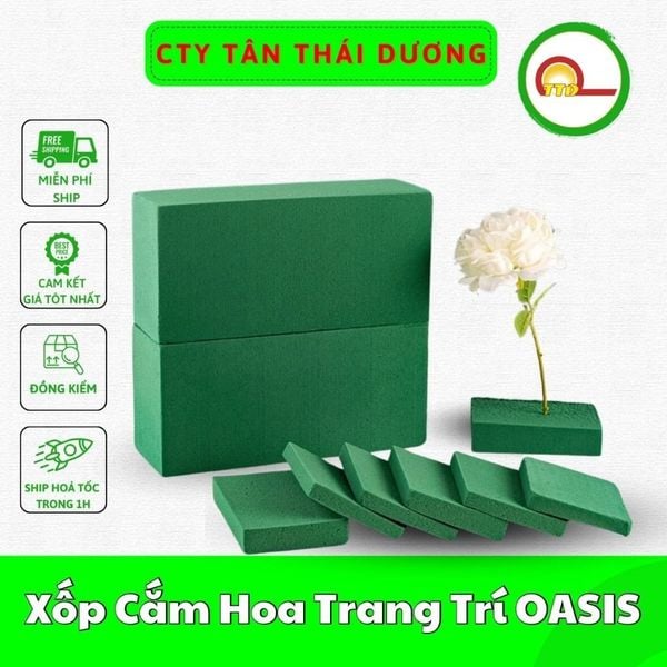 (Lẻ 1 miếng) Xốp Cắm Hoa OASIS - Chuyên Dùng Để Cắm Hoa - Trang Trí Hoa Tươi, Hoa Khô
