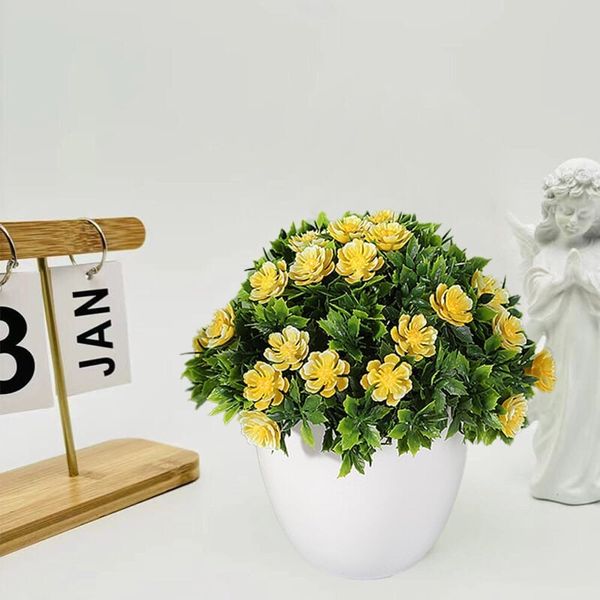 Hoa giả - Chậu hoa baby tròn nhỏ để bàn - Decor trang trí siêu xinh