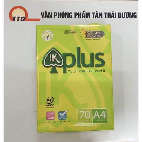 Giấy In IK Plus A4 70gsm 500 tờ/ Ram_Giấy In Cao Cấp