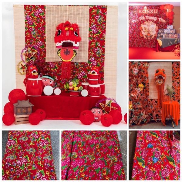Vải chăn con công decor trang trí phong cách vintage, decor Tết, trải bàn (Khổ 1,6m x 83cm)