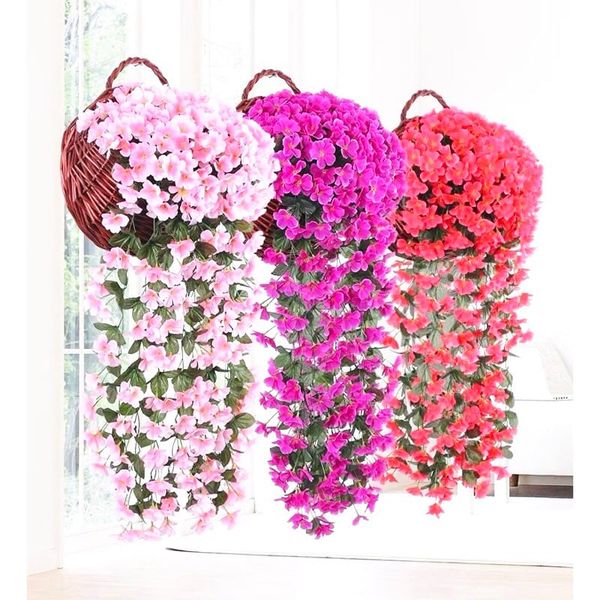 Hoa Giả - Chùm hoa đỗ quyên giả cao cấp dáng rủ treo tường - Decor Trang trí nhà cửa