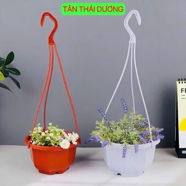 (Loại Dày) Chậu trồng hoa - Giỏ treo hình bát giác, Chậu hoa nhựa - Decor Trang trí nhà cửa