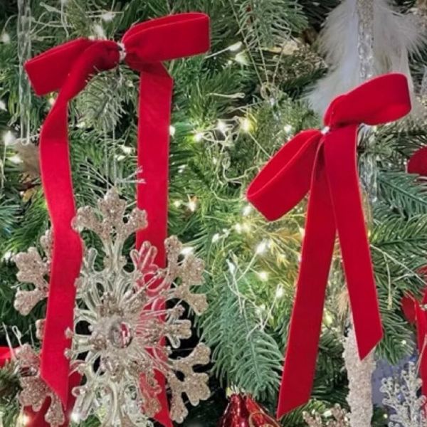 (Lẻ 5 mét) Ruy băng vải nhung làm nơ thắt hộp quà - Decor trang trí cây thông, vòng nguyệt quế giáng sinh